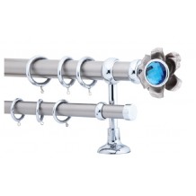 Κουρτινόξυλο 2.5m διπλό ασημί με swarovski c20799