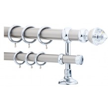 Κουρτινόξυλο 3m διπλό ασημί με swarovski c20821