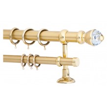 Κουρτινόξυλο 2.5m διπλό χρυσό με swarovski c20830
