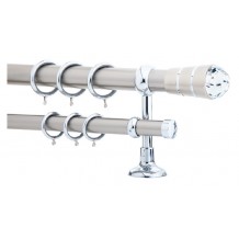 Κουρτινόξυλο 2.5m διπλό ασημί με swarovski c20890