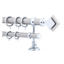 Κουρτινόξυλο 3m διπλό ασημί c20959