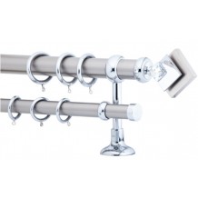 Κουρτινόξυλο 3.6m διπλό ασημί με swarovski c20991