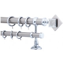 Κουρτινόξυλο 2m διπλό ασημί με strass c21041