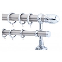 Κουρτινόξυλο 3.6m διπλό ασημί c21076