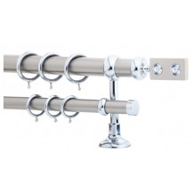 Κουρτινόξυλο 2.5m διπλό ασημί με swarovski c21097