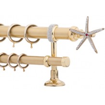 Κουρτινόξυλο 2.5m διπλό χρυσό με strass c21155