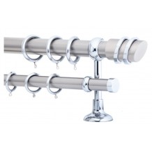 Κουρτινόξυλο 2m διπλό ασημί c21164