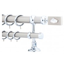 Κουρτινόξυλο 3m διπλό ασημί με strass c21227