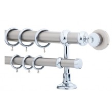 Κουρτινόξυλο 2.5m διπλό ασημί με swarovski c21236