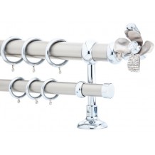 Κουρτινόξυλο 3m διπλό ασημί με strass c21267