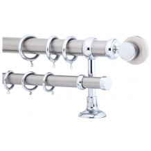 Κουρτινόξυλο 3.6m διπλό ασημί c21288