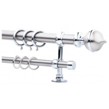 Κουρτινόξυλο 0.80-1.40m διπλό ασημί c21292