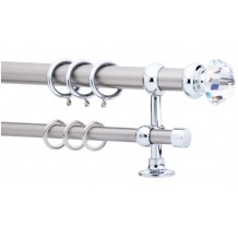 Κουρτινόξυλο 0.80-1.40m διπλό ασημί με swarovski c21396