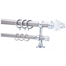 Κουρτινόξυλο 0.80-1.40m διπλό ασημί με swarovski c21411