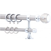 Κουρτινόξυλο 0.80-1.40m διπλό ασημί με swarovski c21471