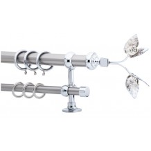 Κουρτινόξυλο 0.80-1.40m διπλό ασημί c21519