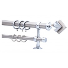 Κουρτινόξυλο 1.40-2.20m διπλό ασημί c21609 Κουρτινόξυλο 1.40-2.20m διπλό ασημί c21609