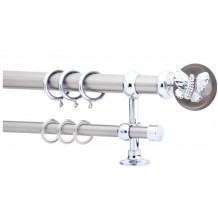 Κουρτινόξυλο 2.20-3.20m διπλό ασημί με strass c21634 Κουρτινόξυλο 2.20-3.20m διπλό ασημί με strass c21634