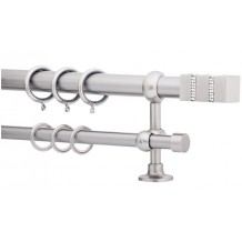 Κουρτινόξυλο 2.20-3.20m διπλό ασημί με strass c21658 Κουρτινόξυλο 2.20-3.20m διπλό ασημί με strass c21658