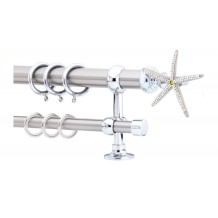 Κουρτινόξυλο 2.20-3.20m διπλό ασημί με strass c21694 Κουρτινόξυλο 2.20-3.20m διπλό ασημί με strass c21694