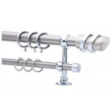 Κουρτινόξυλο 0.80-1.40m διπλό ασημί c21704