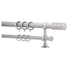 Κουρτινόξυλο 0.80-1.40m διπλό ασημί με strass c21740