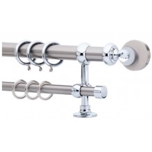 Κουρτινόξυλο 0.80-1.40m διπλό ασημί με swarovski c21800