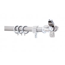 Κουρτινόξυλο 0.80-1.40m μονό ασημί με strass c21809