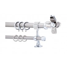 Κουρτινόξυλο 0.80-1.40m διπλό ασημί με strass c21812