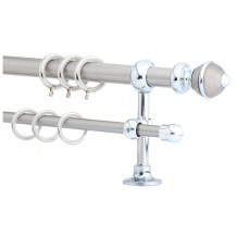 Κουρτινόξυλο 0.80-1.40m διπλό ασημί c21836