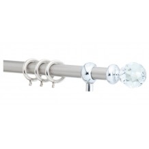 Κουρτινόξυλο 0.80-1.40m μονό ασημί με swarovski c21857