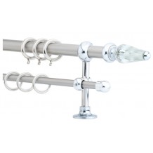 Κουρτινόξυλο 0.80-1.40m διπλό ασημί με swarovski c21872
