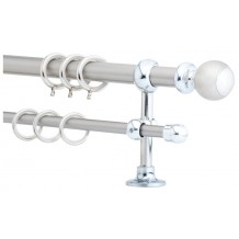 Κουρτινόξυλο 2.20-3.20m διπλό ασημί c21886 Κουρτινόξυλο 2.20-3.20m διπλό ασημί c21886