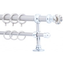 Κουρτινόξυλο 0.80-1.40m διπλό ασημί με swarovski c21896