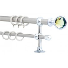 Κουρτινόξυλο 0.80-1.40m διπλό ασημί με swarovski c21908