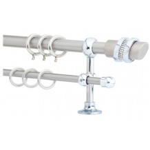 Κουρτινόξυλο 2.20-3.20m διπλό ασημί με strass c21982 Κουρτινόξυλο 2.20-3.20m διπλό ασημί με strass c21982