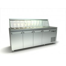 Inox 4 πορτό ψυγείο πάγκος σαλατών με μια σειρά λεκανάκια gn id Inox 4 πορτό ψυγείο πάγκος σαλατών με μια σειρά λεκανάκια gn id