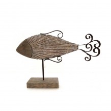 ANGEL FISH ΞΥΛΙΝΟ ΔΙΑΚΟΣΜΗΤΙΚΟ WASHED WHITE 49x9xY34 5cm c237264