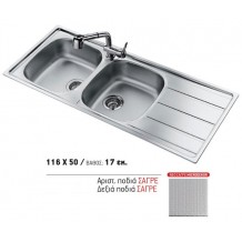 Νεροχύτης inox ένθετος σαγρέ 116*50 Σ19Α Νεροχύτης inox ένθετος σαγρέ 116*50 Σ19Α