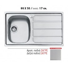Νεροχύτης inox ένθετος σαγρέ 86*50 Σ19Β Νεροχύτης inox ένθετος σαγρέ 86*50 Σ19Β
