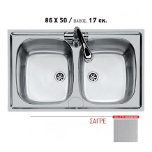 Νεροχύτης inox ένθετος σαγρέ 86*50 Σ19Γ Νεροχύτης inox ένθετος σαγρέ 86*50 Σ19Γ