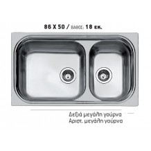 Νεροχύτης inox ένθετος αθόρυβος 86*50 Σ20Β Νεροχύτης inox ένθετος αθόρυβος 86*50 Σ20Β