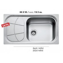 Νεροχύτης inox ένθετος αθόρυβος σαγρέ 86*50 Σ20Γ Νεροχύτης inox ένθετος αθόρυβος σαγρέ 86*50 Σ20Γ