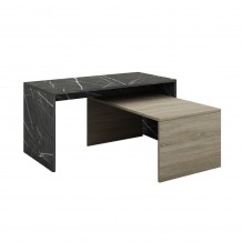 PETRA DUO COFFEE TABLE ΠΕΤΡΑ SONOMA ΣΚΟΥΡΟ 90 80x45xH45 34cm c247544