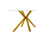 Τραπέζι Paris pakoworld γυαλί 8mm σχέδιο μαρμάρου χρυσό 160x80x75εκ c326396