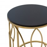 Βοηθητικά τραπέζια σαλονιού Zion I pakoworld σετ 2 τεμ χρυσό μαύρο 39x39x50εκ c332073