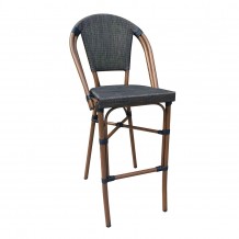 COSTA Σκαμπώ Bar Αλουμίνιο Καρυδί Textilene Μαύρο c338483