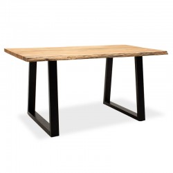 Τραπέζι Miles pakoworld μασίφ ξύλο χρώμα καρυδί πόδι μέταλλο μαύρο 160x90x79εκ c340382