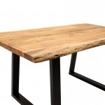 Τραπέζι Miles pakoworld μασίφ ξύλο χρώμα καρυδί πόδι μέταλλο μαύρο 160x90x79εκ c340382