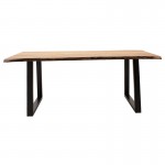 Τραπέζι Miles pakoworld μασίφ ξύλο χρώμα καρυδί πόδι μέταλλο μαύρο 200x96x79εκ c340383